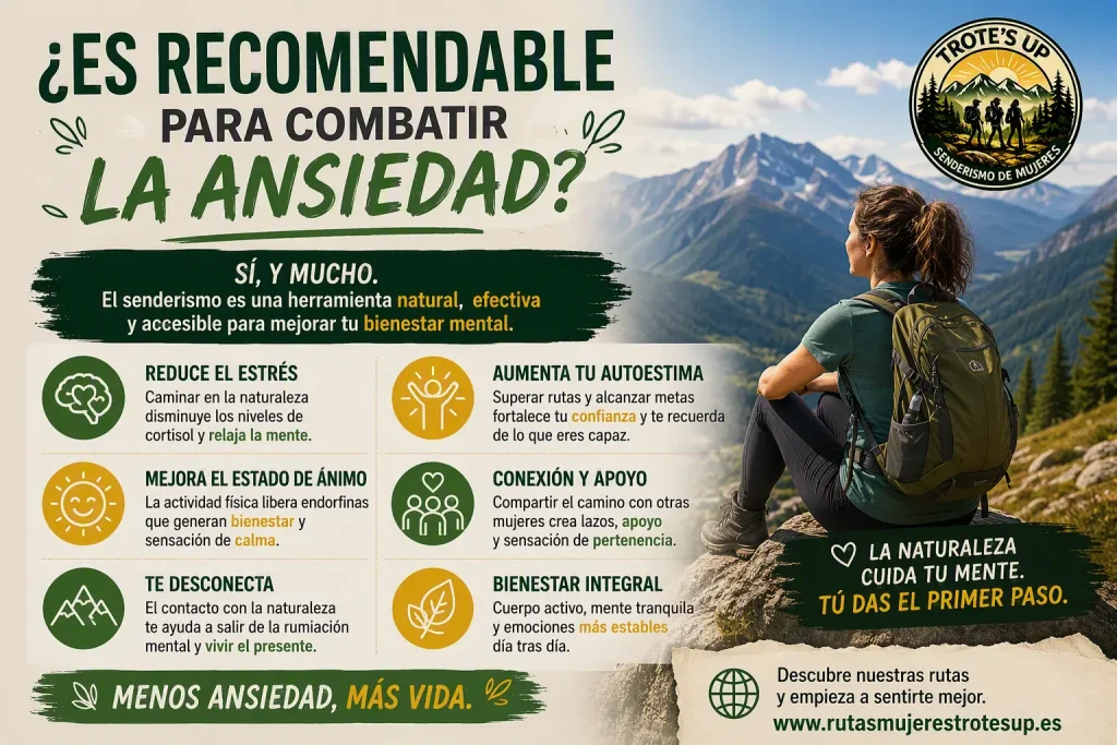¿Es recomendable el senderismo para combatir la ansiedad? Persona sentada observando un paisaje de montaña durante una ruta de senderismo, rodeada de naturaleza y vistas panorámicas, destacando los beneficios del senderismo para reducir la ansiedad y mejorar el bienestar emocional.
